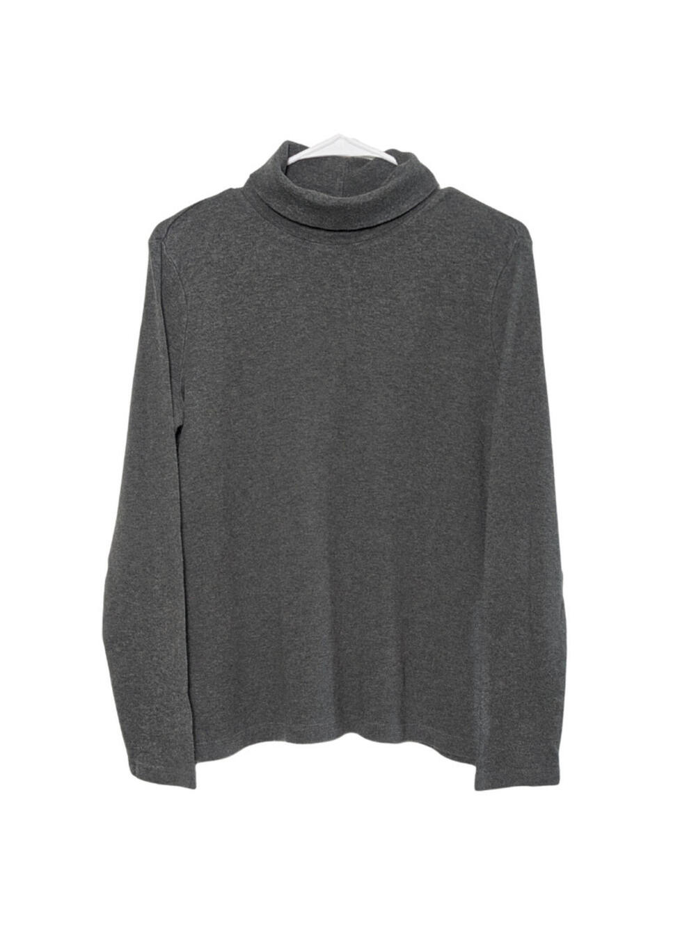 Lands' End Women's Shaped Fit Turtleneck Top Gray Size Medium 10/12 Long Sleeve